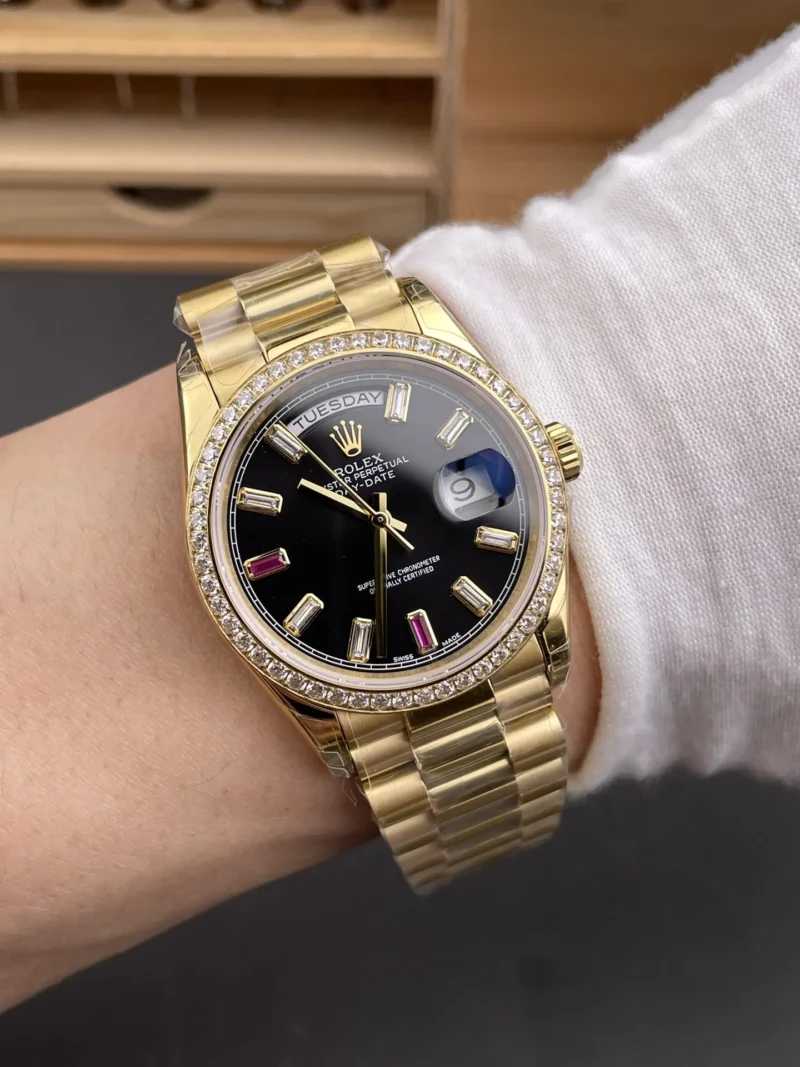 Rolex Day-Date Black Baguette Diamond 36mm