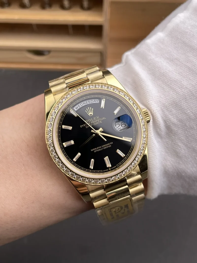 Rolex Day-Date Black Baguette Diamond 40mm